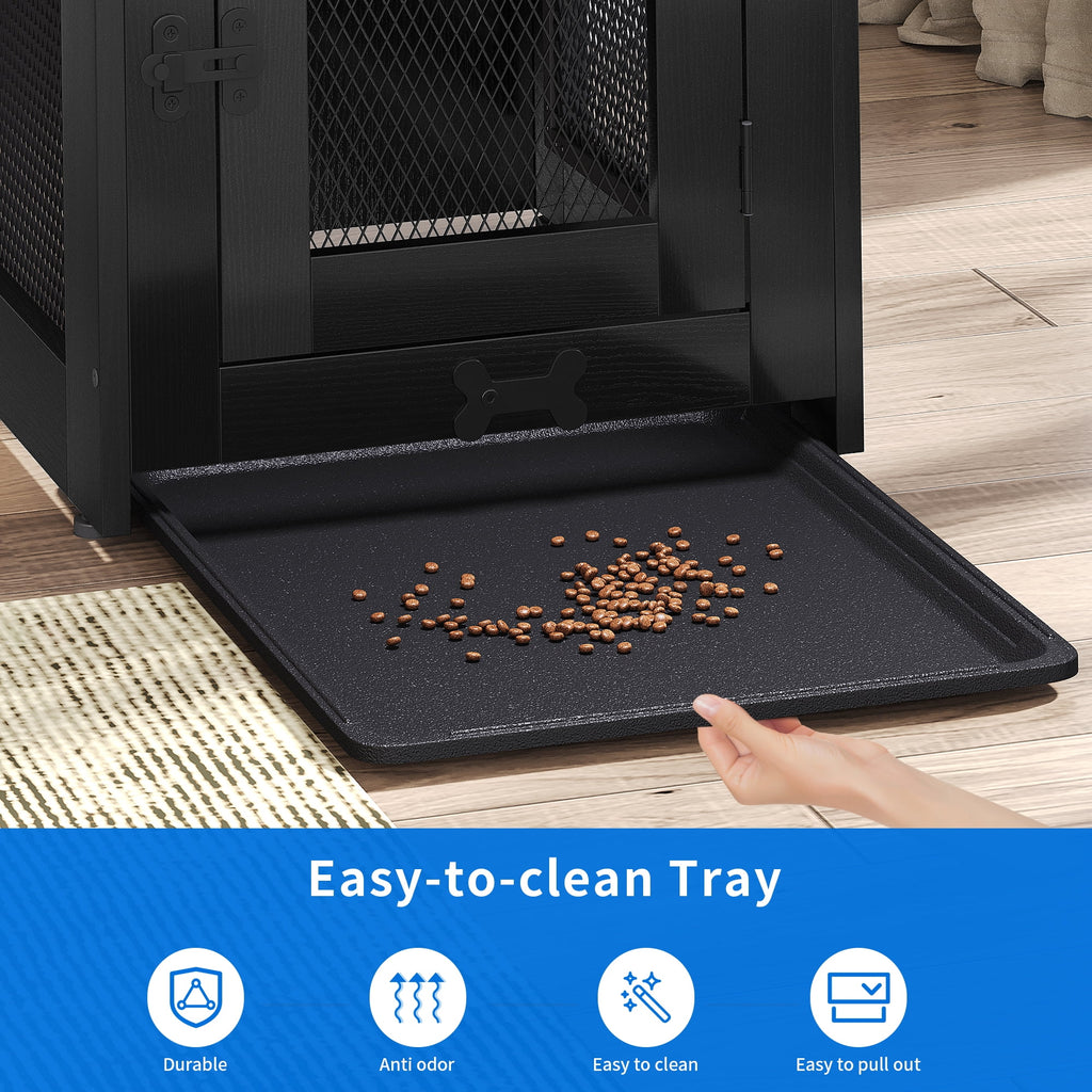 Black Wooden Dog Kennel End Table M6613