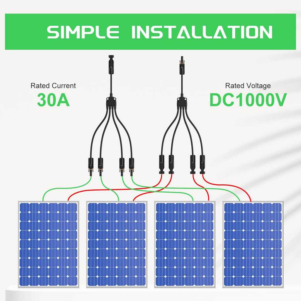 Solar Connectors 30A Y-Branch Cable Parallel Adaptor Pair Pack of 2 O28333