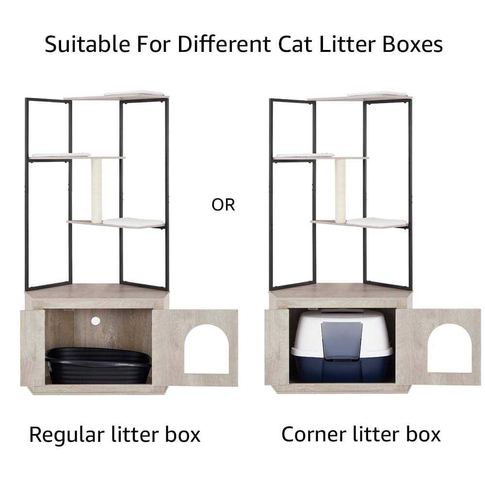 Corner Box Enclosure with Cat Tree Tower Cat Litter G49453