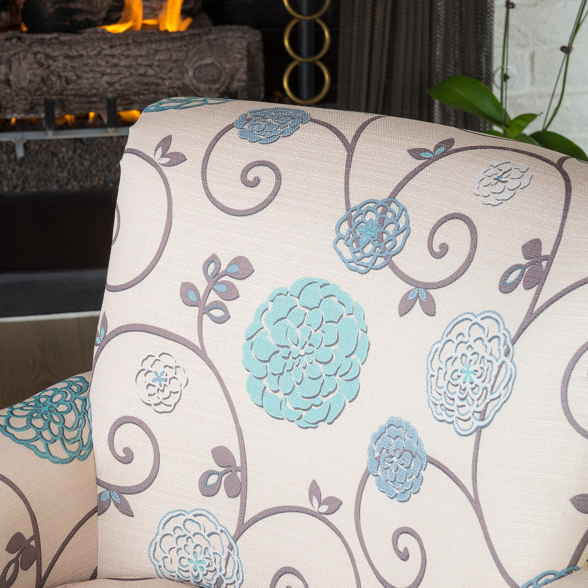 Blue Floral Club Chair F953