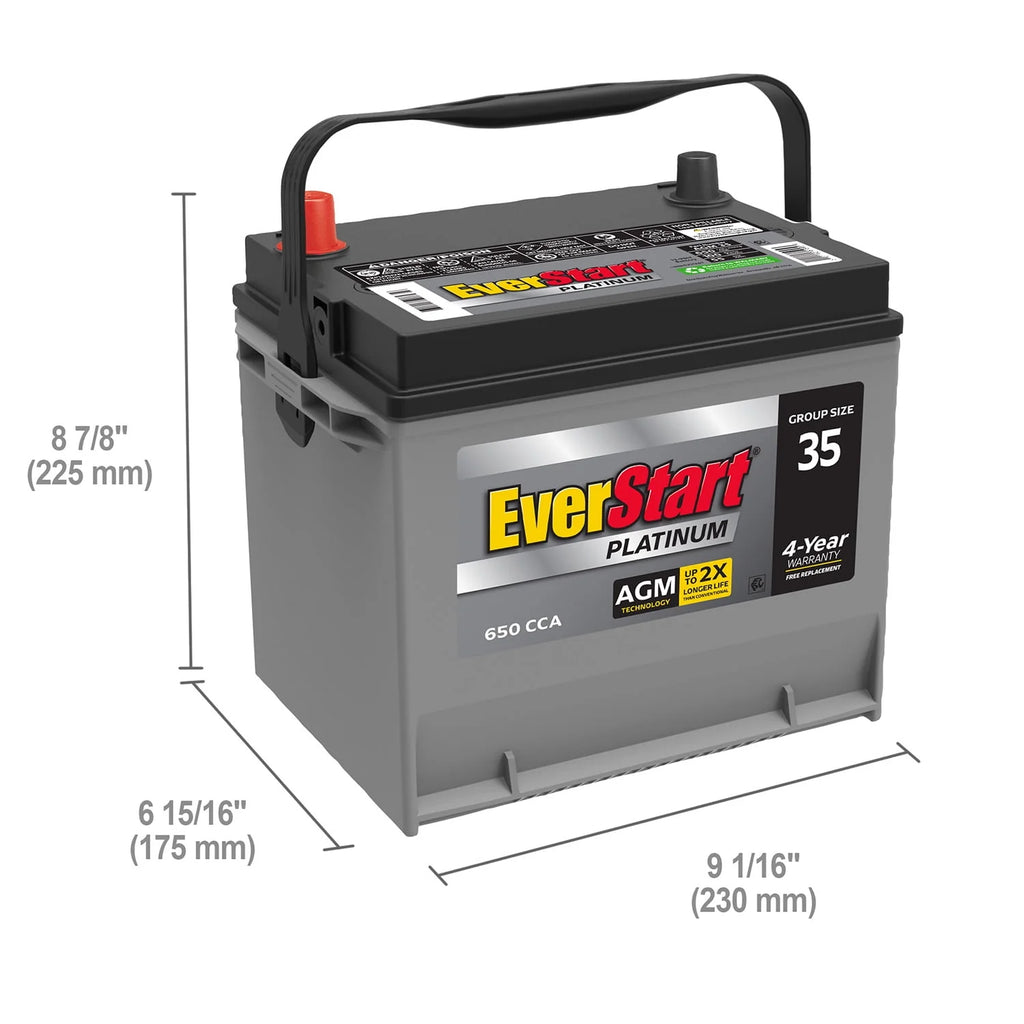 Platinum AGM Automotive Battery Group Size 35 12 Volt 650 CCA Y7675