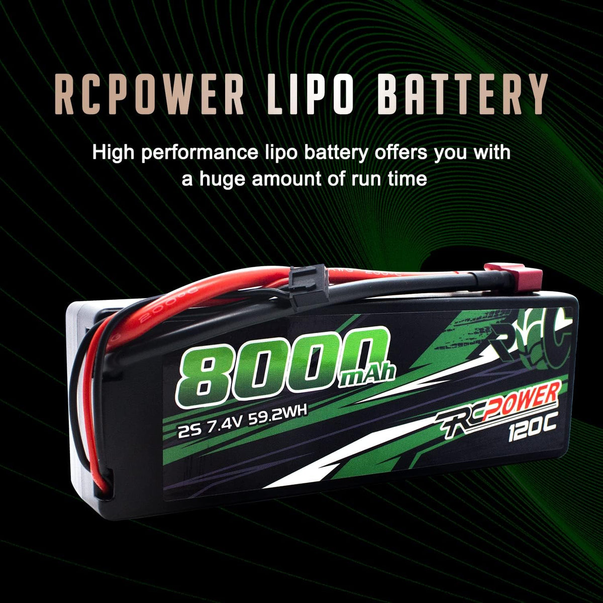 7.4V 8000mAh 2S 120C Hard Case Lipo Battery with T Plug (2Packs) O647