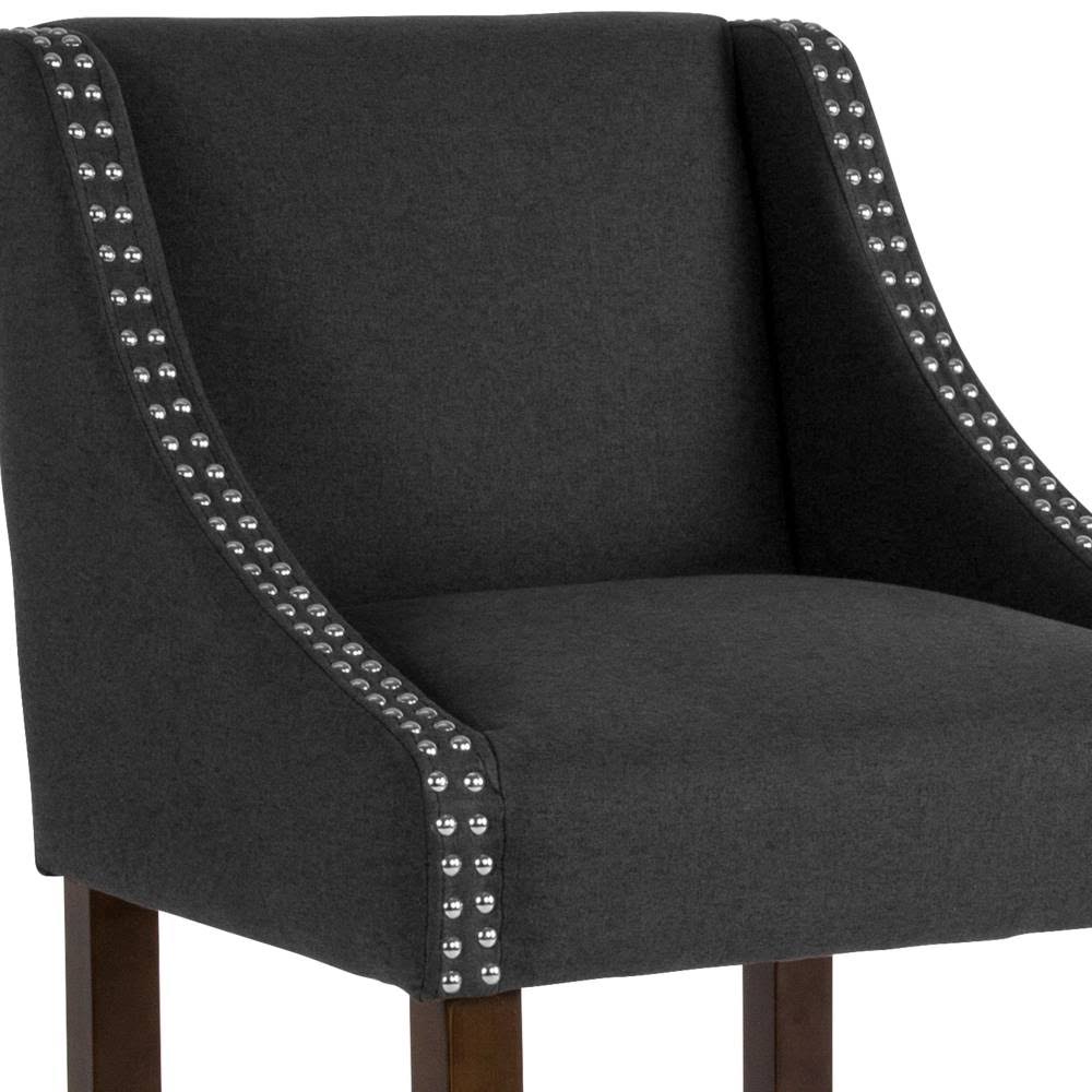 Brown Leather Barstool with Nail Trim Z65545