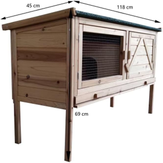 Outdoor Wooden Rabbit Hutch with Open-up Roof and Pull Out Tray I5809