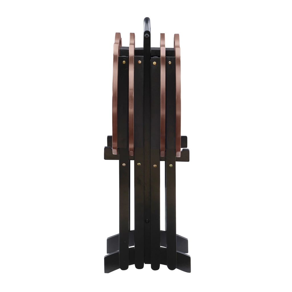 5-Piece Folding Side Table Set, Hazelnut/Black C3491