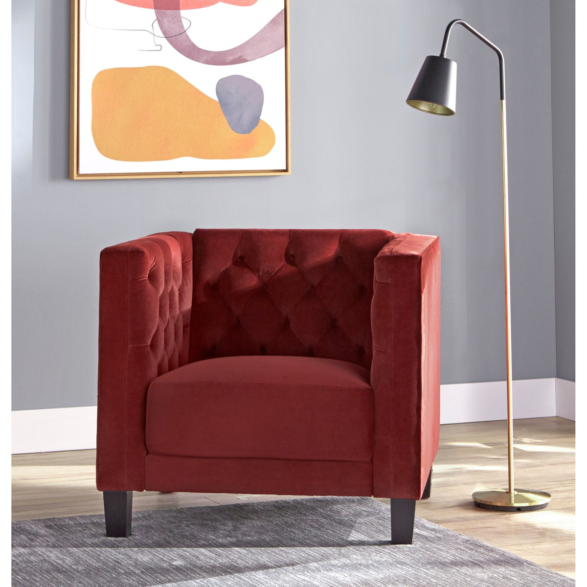 Modern Chesterfield Back Accent Chair Velvet M6324