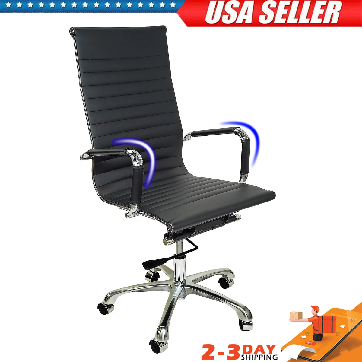 Black High-Back Leather Executive Office Chair U6682