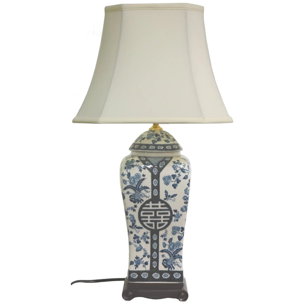 Blue & White Floral Vase Lamp S43973