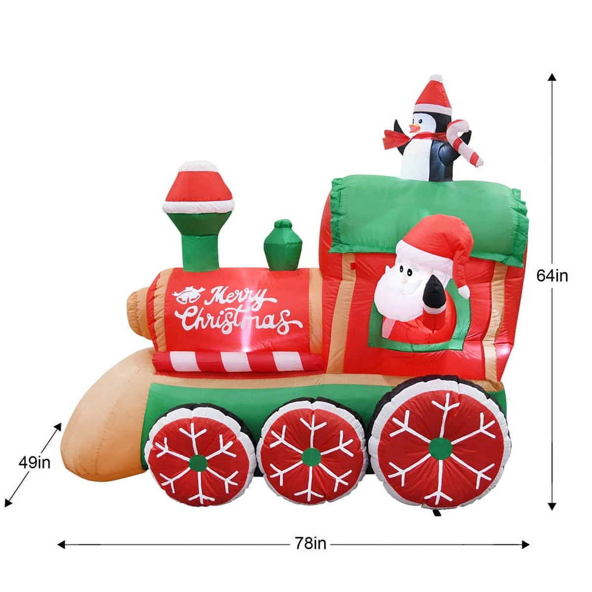 6.5FT Multi-Colored Christmas Penguins In The Train Inflatable X60166