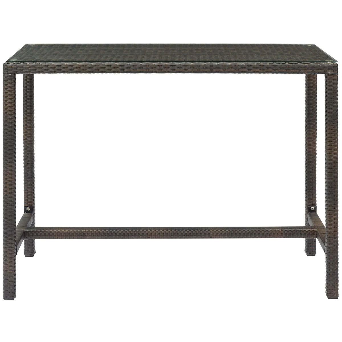 Brown Rattan Wicker Glass Side Table D101