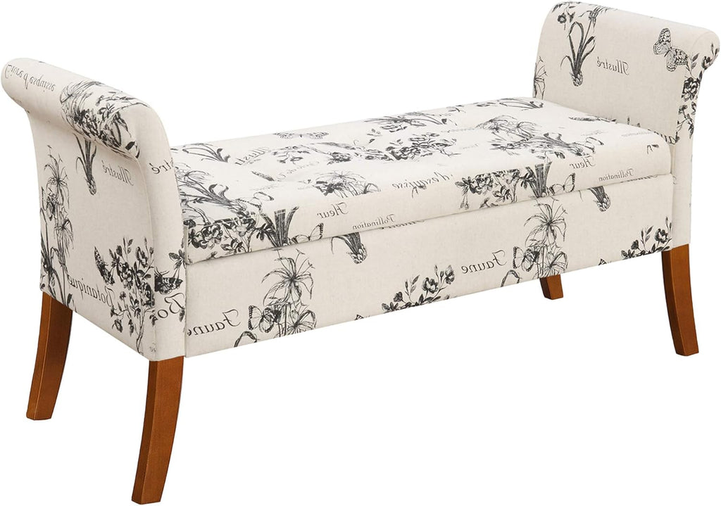 Beige Botanical Storage Bench K5255