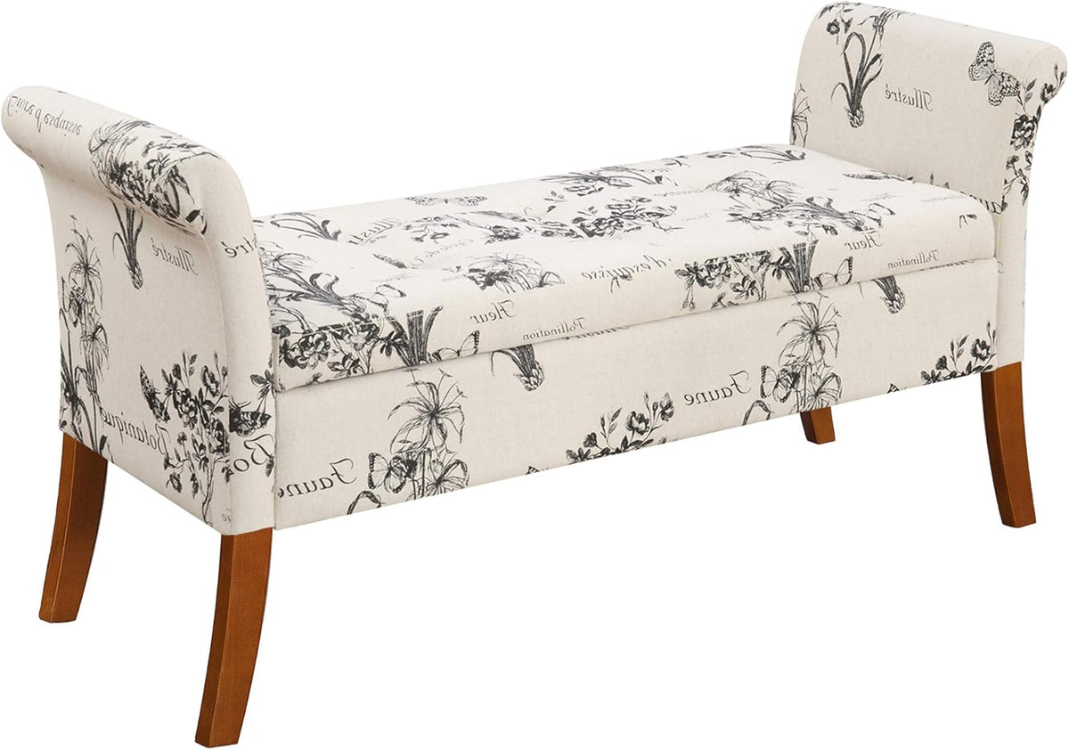 Beige Botanical Storage Bench K5255