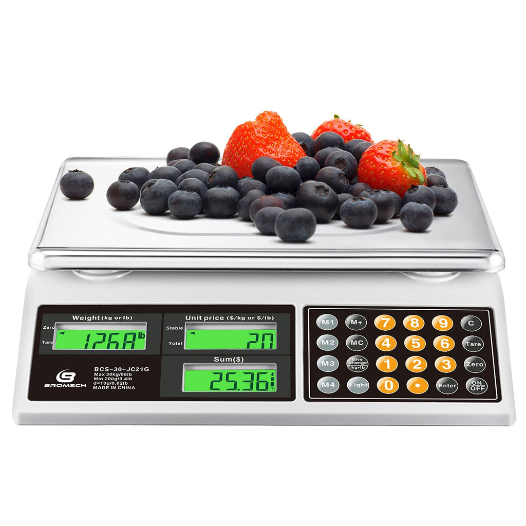 66lb Digital Commercial Food Weighing Scale with Green Backlight LCD L5588