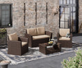 4-Piece Rattan Wicker Patio Furniture Set with Cushions V11229
