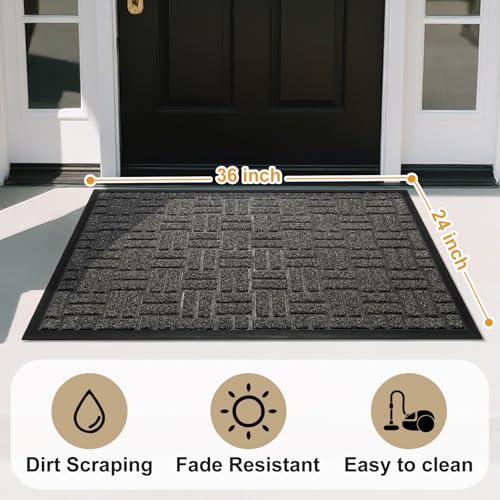 Yellow 36x17 Inches Non-Slip Low-Profile Front Door Mat V9213