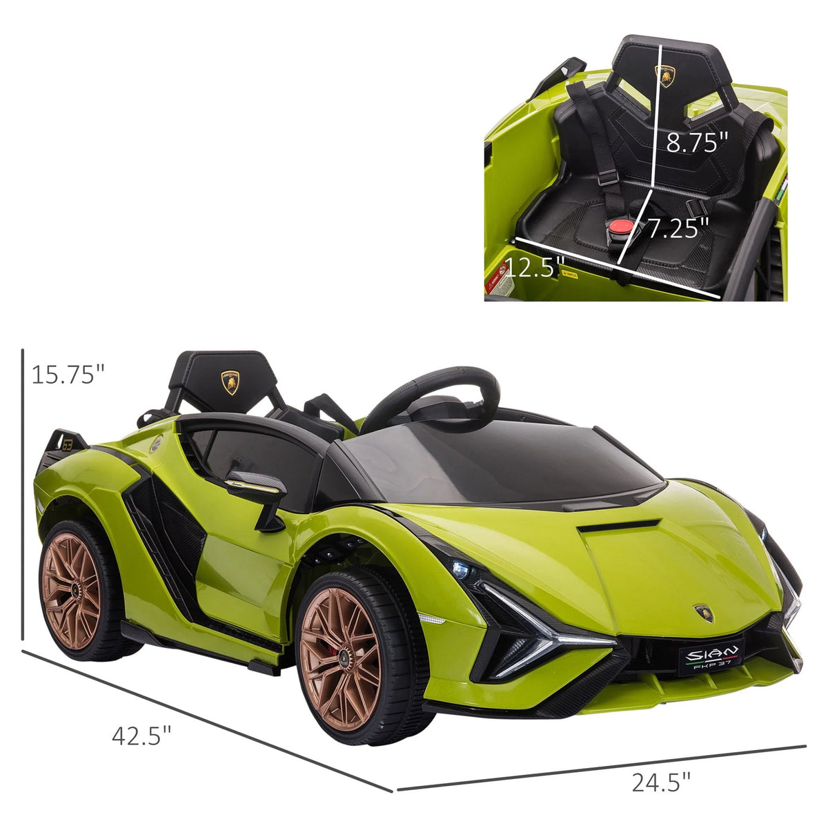 Green 12 V Electric Ride-On Car with Parent Remote Control T103