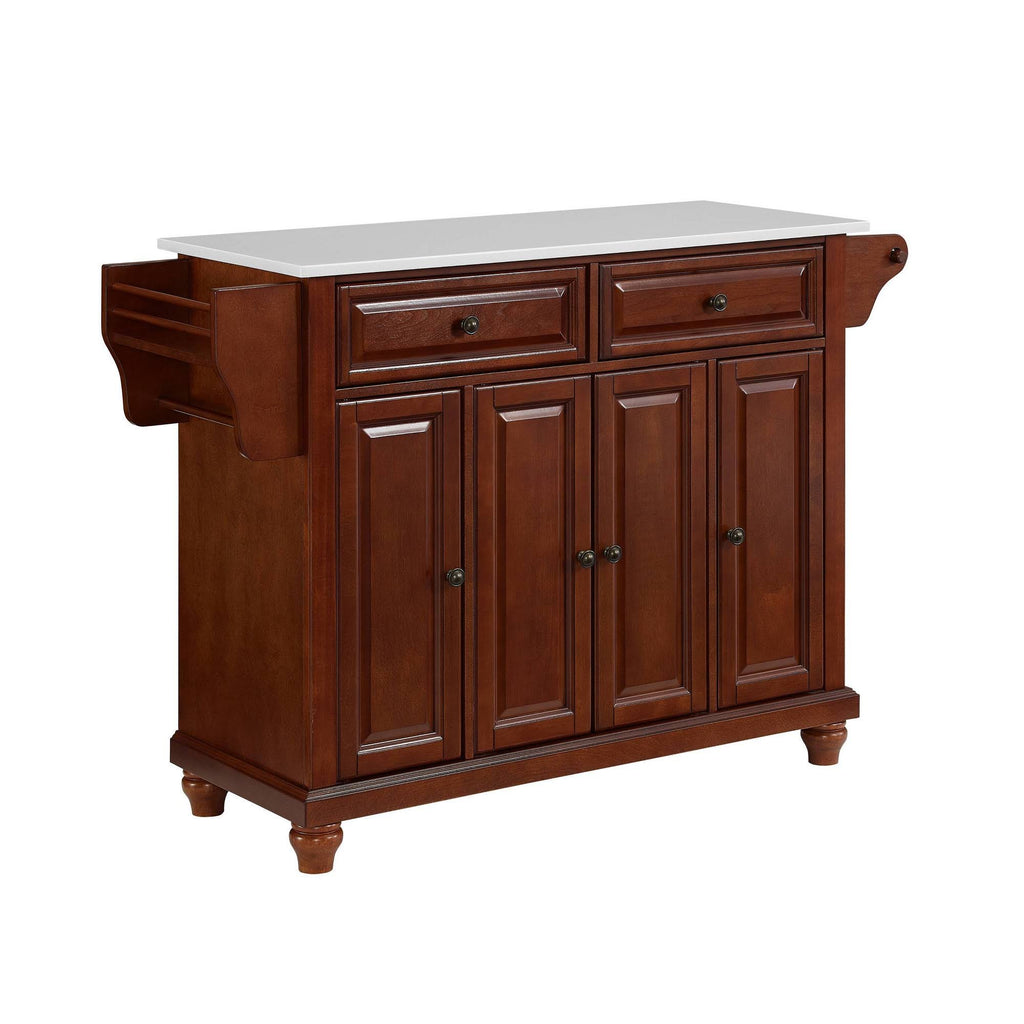 Mahogany/White Granite Top Full Size Kitchen Island/Cart O912
