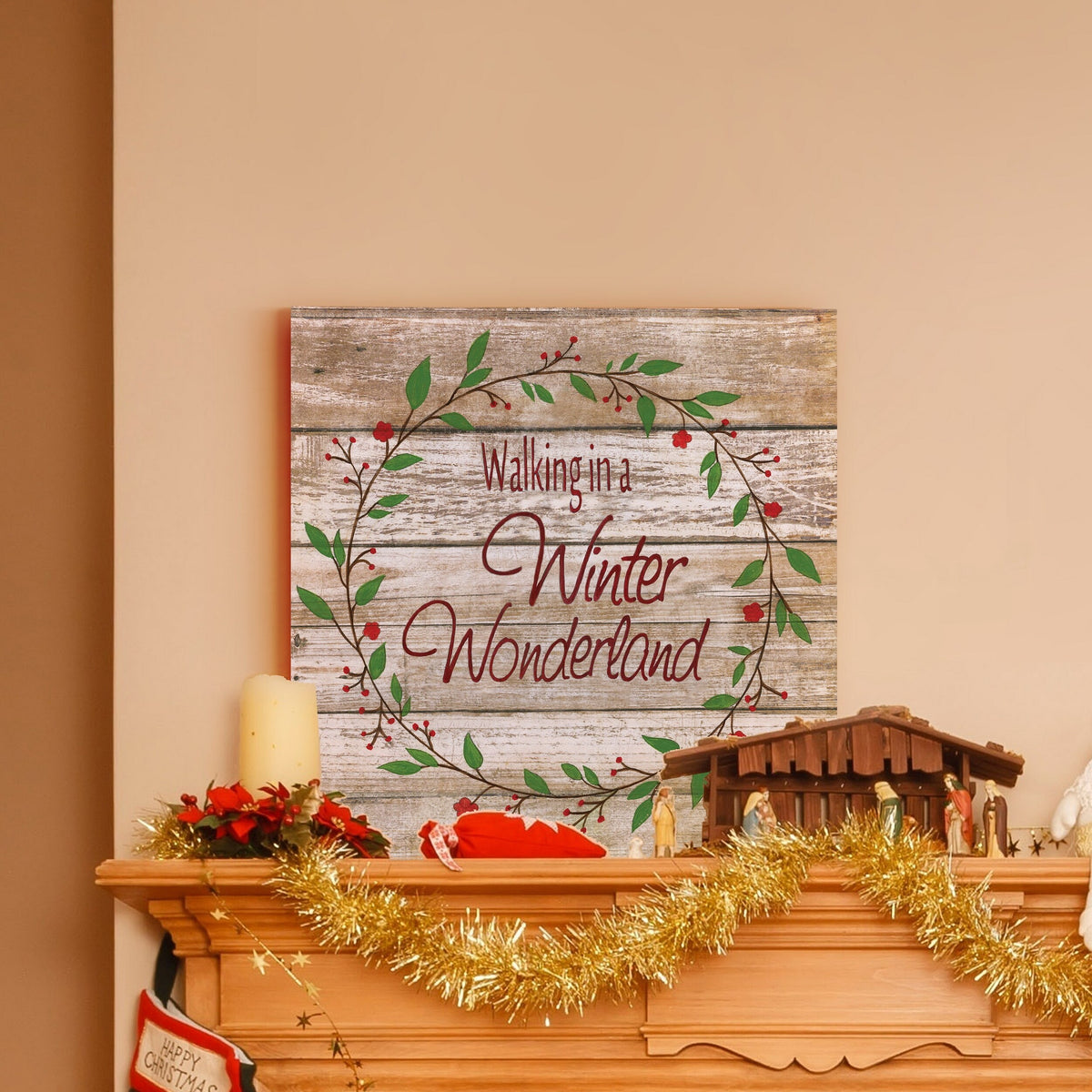 Winter Wonderland Wreath Gallery Wrapped Canvas 10x10 L3220