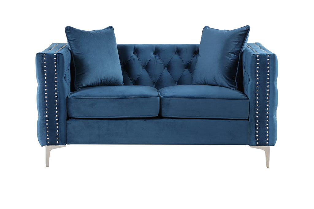 Blue Velvet 2 Pieces Sofa and Loveseat V8342