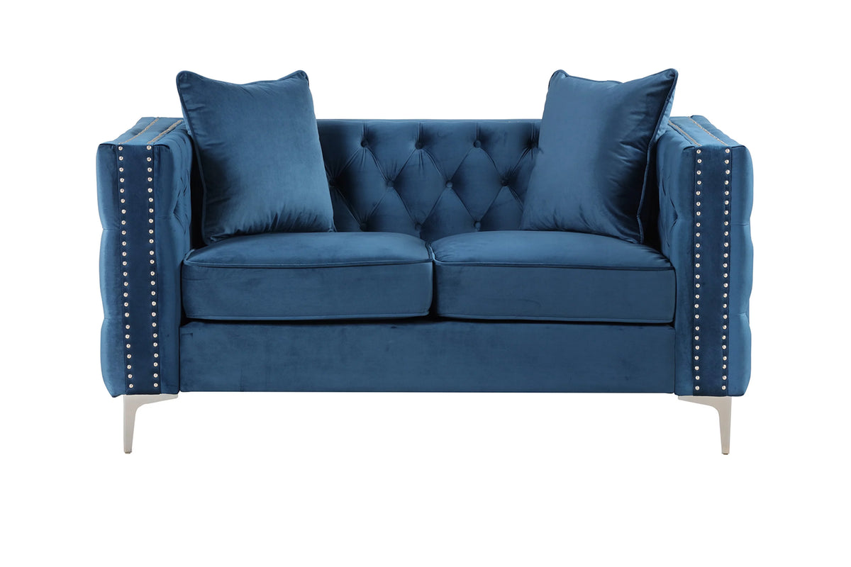 Blue Velvet 2 Pieces Sofa and Loveseat V8342