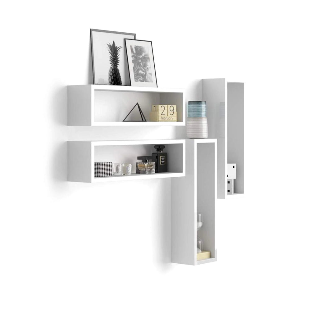 Set of 4 High Gloss White Cube Wall Units Y755952