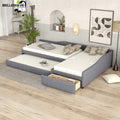 Gray L-Shaped Daybed with Trundle and Drawers, Twin Size Upholstered Sofa Bed X8841