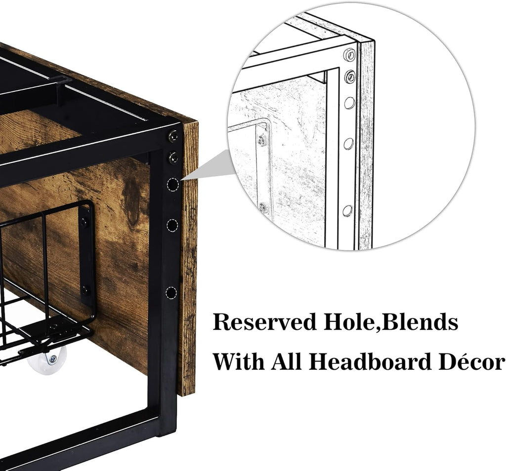 Industrial Full Size Metal Frame Bed with 4 Drawers E350