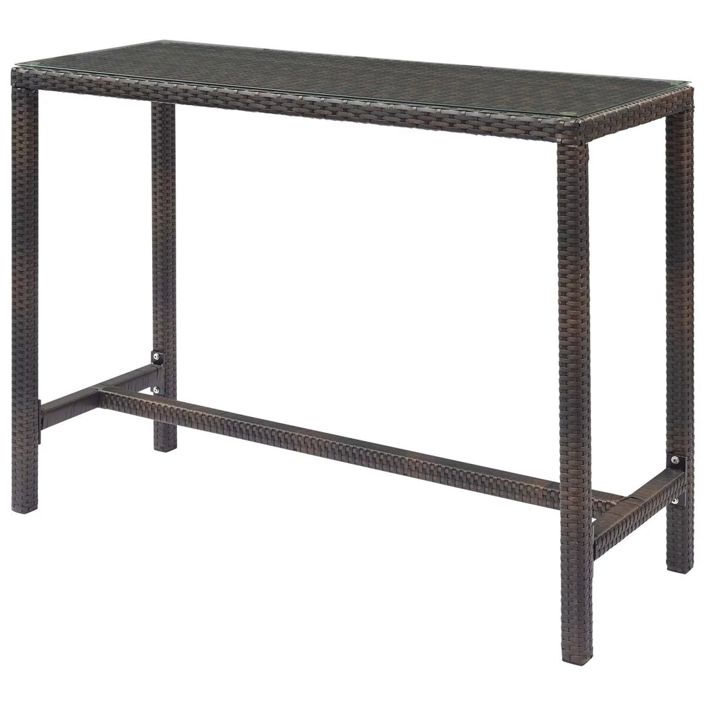 Brown Rattan Wicker Glass Side Table D101
