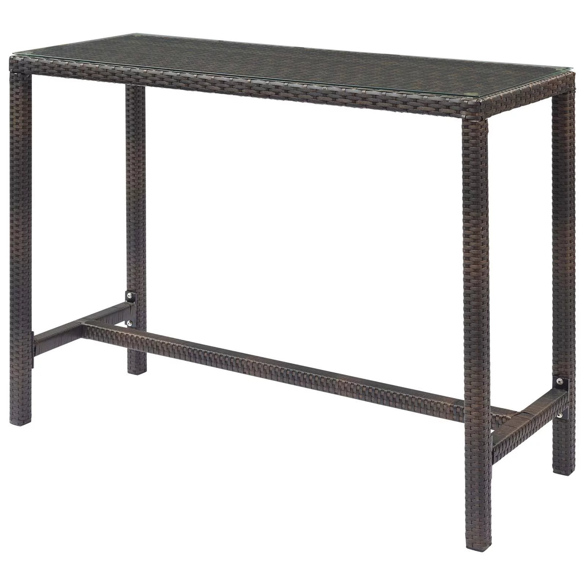 Brown Rattan Wicker Glass Side Table D101