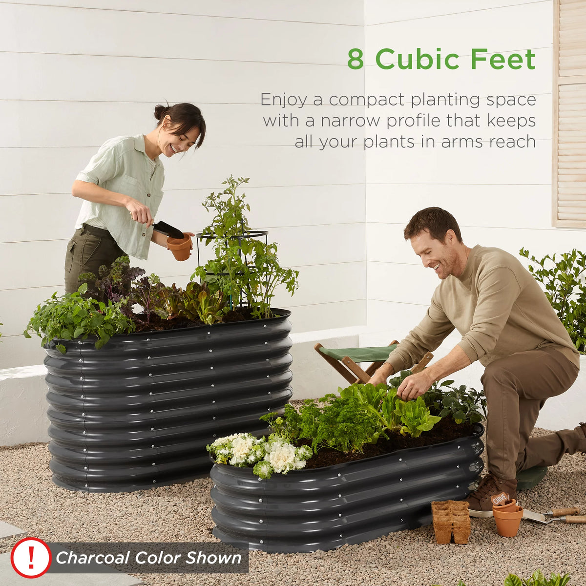 4x2x1ft Outdoor Raised Metal Oval Garden Bed R183632