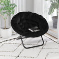 Oversize Black Faux Fur Folding Saucer Moon Chair H20366