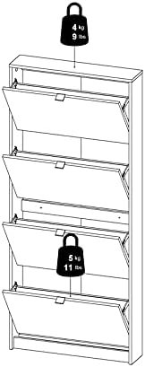 4 Drawer White Shoe Cabinet T970