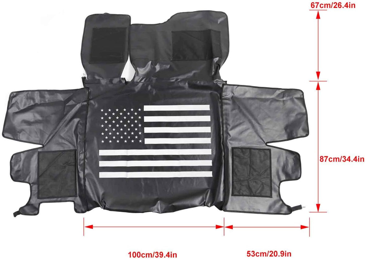Waterproof Dog Cargo Cover Mat with Corner Protector Washable Durable Pet Trunk Cargo Liner (Black US Flag) T31789