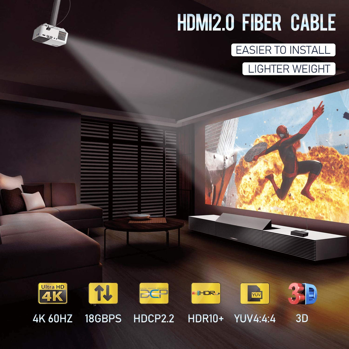 Fiber Optic HDMI Cable 33 Feet 18Gbps N9262