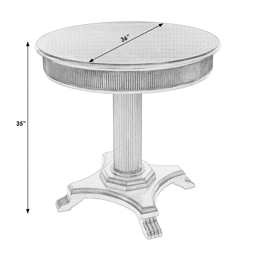 Brown Ribbed Wood Pedestal Foyer Table L995