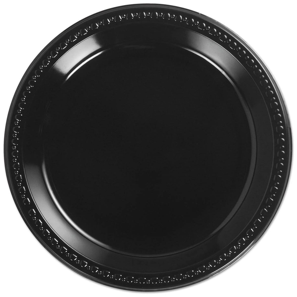 Heavyweight Plastic Plates, 10 1/4 inches, Black, Round B4339