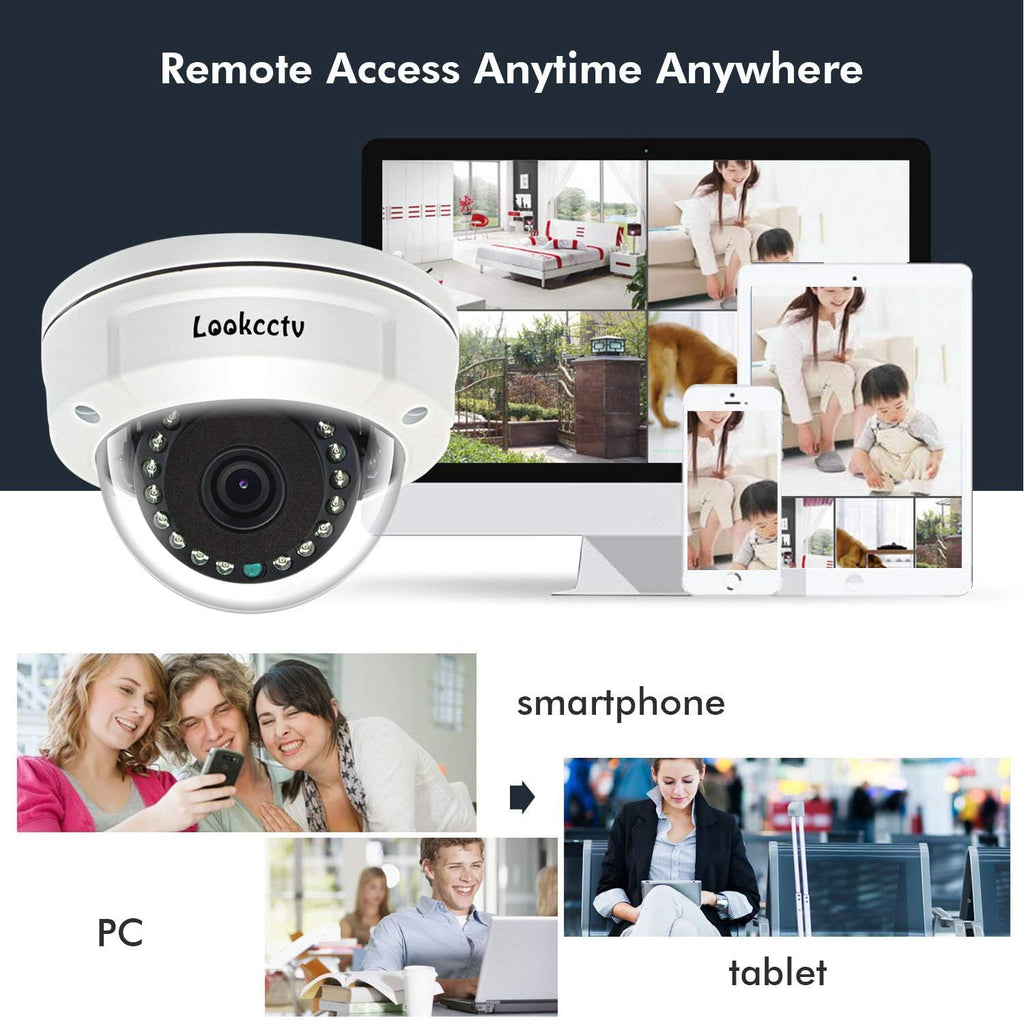 5MP HD IP POE Dome Security Camera, White, 3.6mm Lens, Pack of 2 G59072