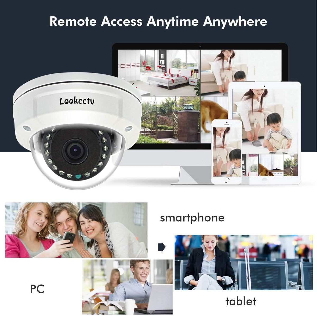 5MP HD IP POE Dome Security Camera, White, 3.6mm Lens, Pack of 2 G59072