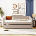 Beige Twin Size Upholstered Daybed with Two Storage Drawers A66066