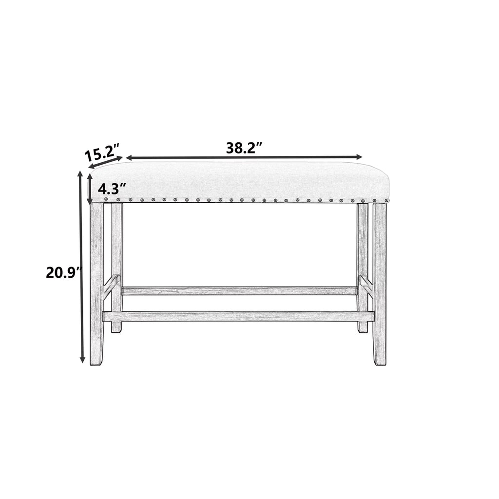 Rustic Wooden Upholstered Dining Bench U868136