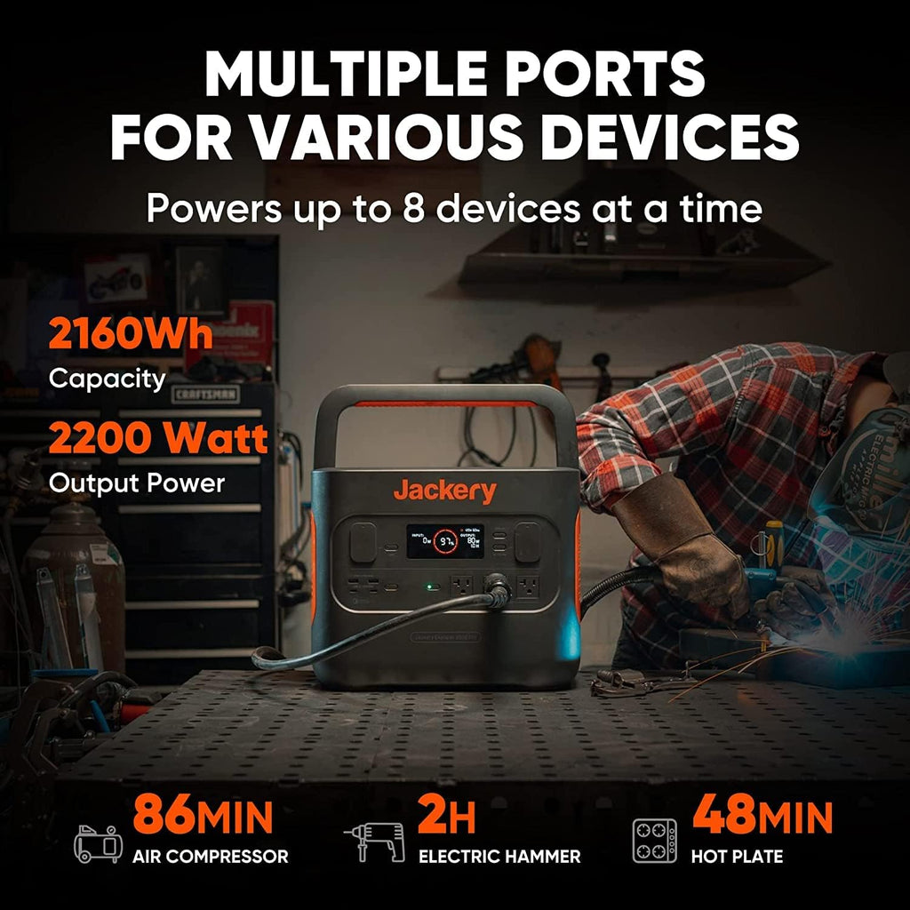 2160Wh Portable Power Station with 3x120V AC Outlets X937616