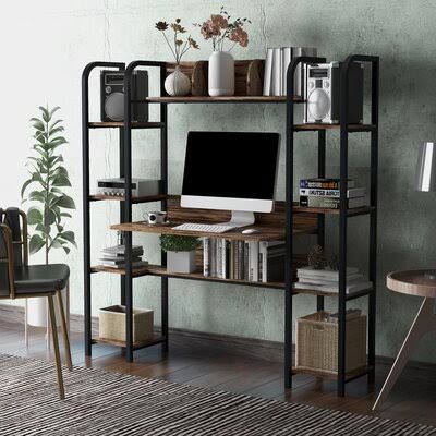 Home Office Desk with Hutch and Bookcase Set E850