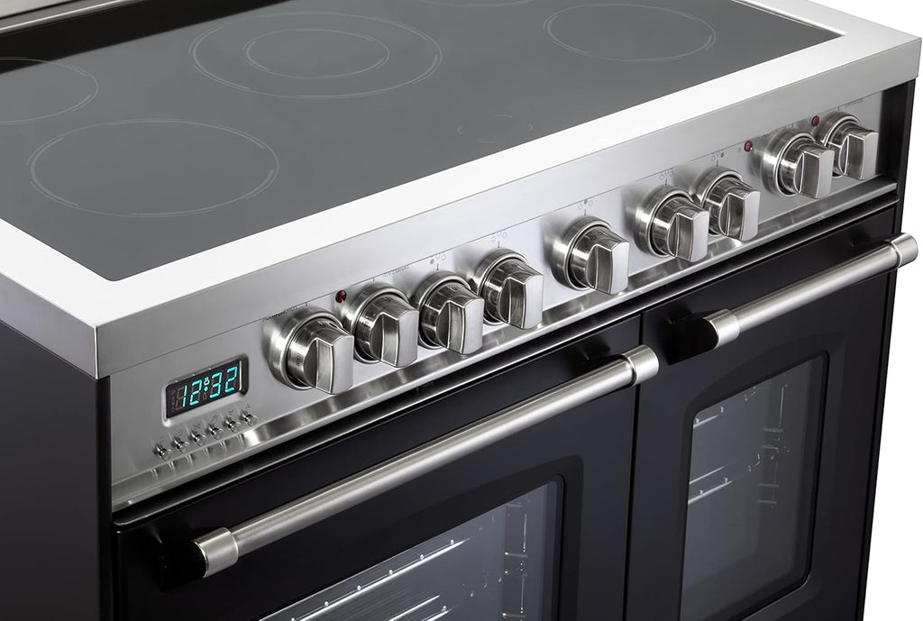 36 Inch All Electric Freestanding Range Double Oven Convection 5 Burners Matte Black V51478