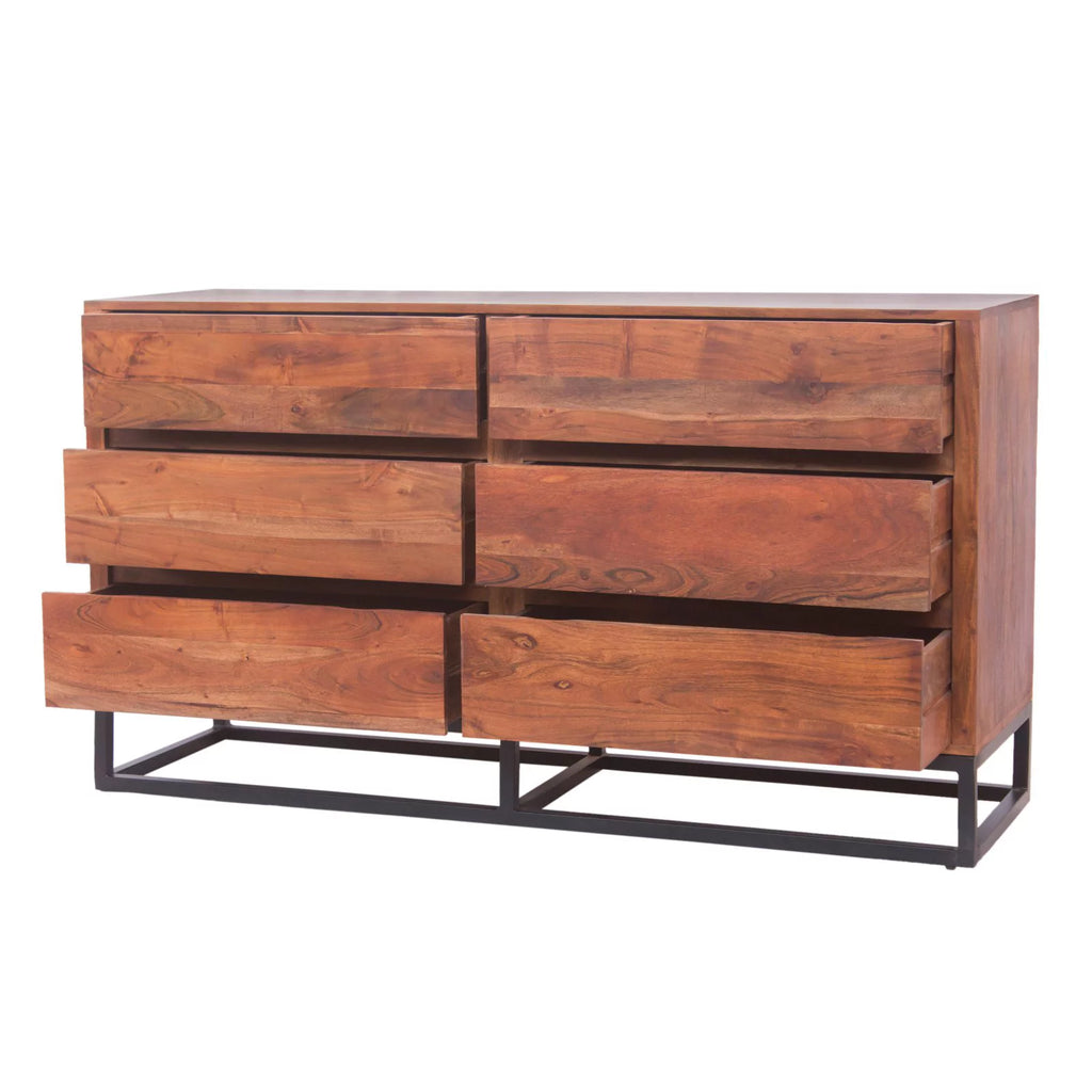 Acacia Wood Dresser or Display Unit Walnut Brown & Black V735241