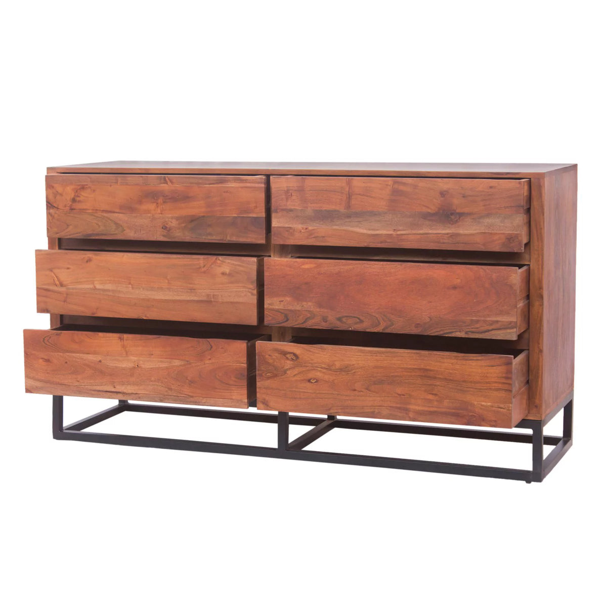 Acacia Wood Dresser or Display Unit Walnut Brown & Black V735241