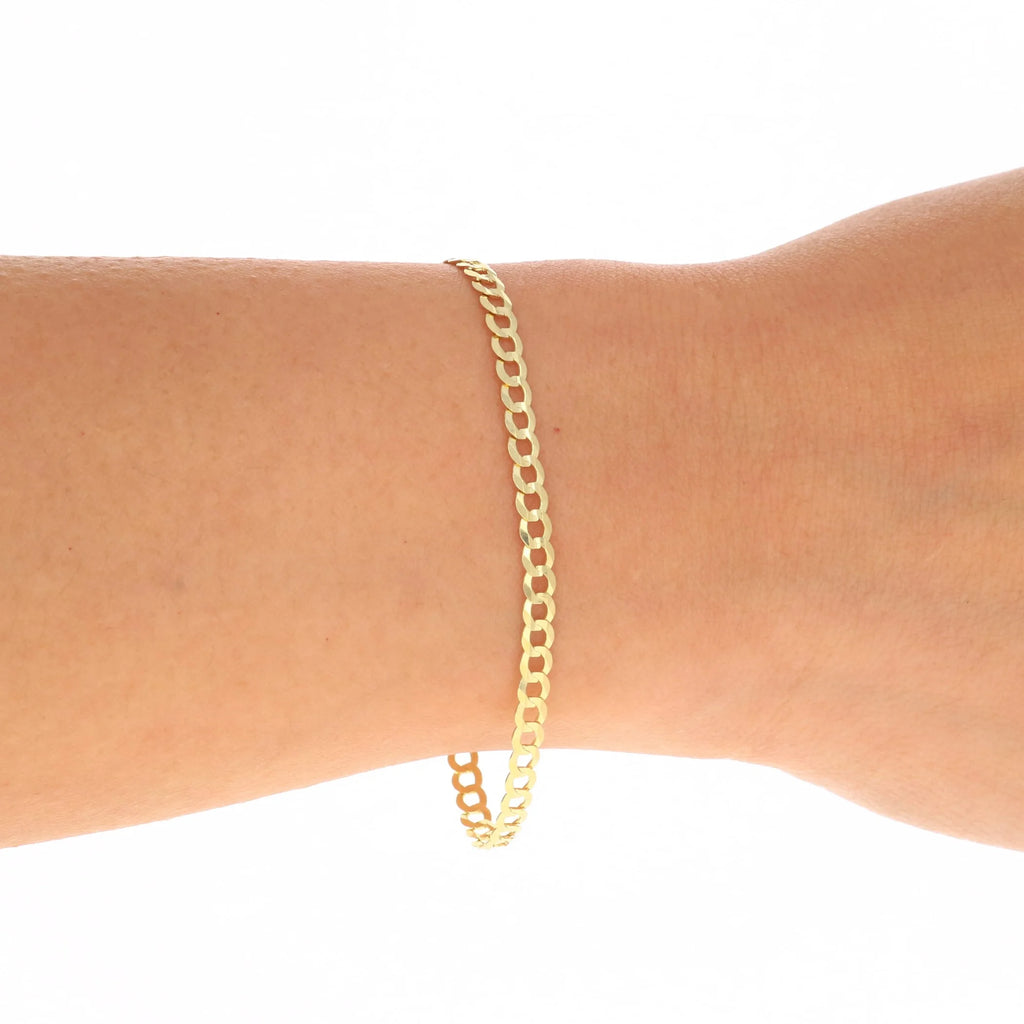 10k Yellow Gold 3mm Solid Cuban Curb Link Chain Bracelet or Anklet P91920