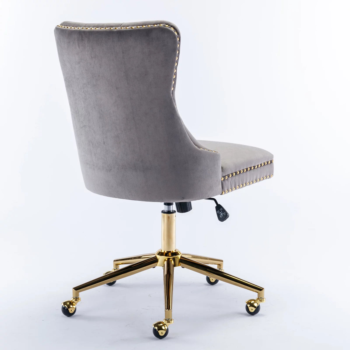 Velvet Upholstered Tufted Office Chair with Golden Metal Base I955873