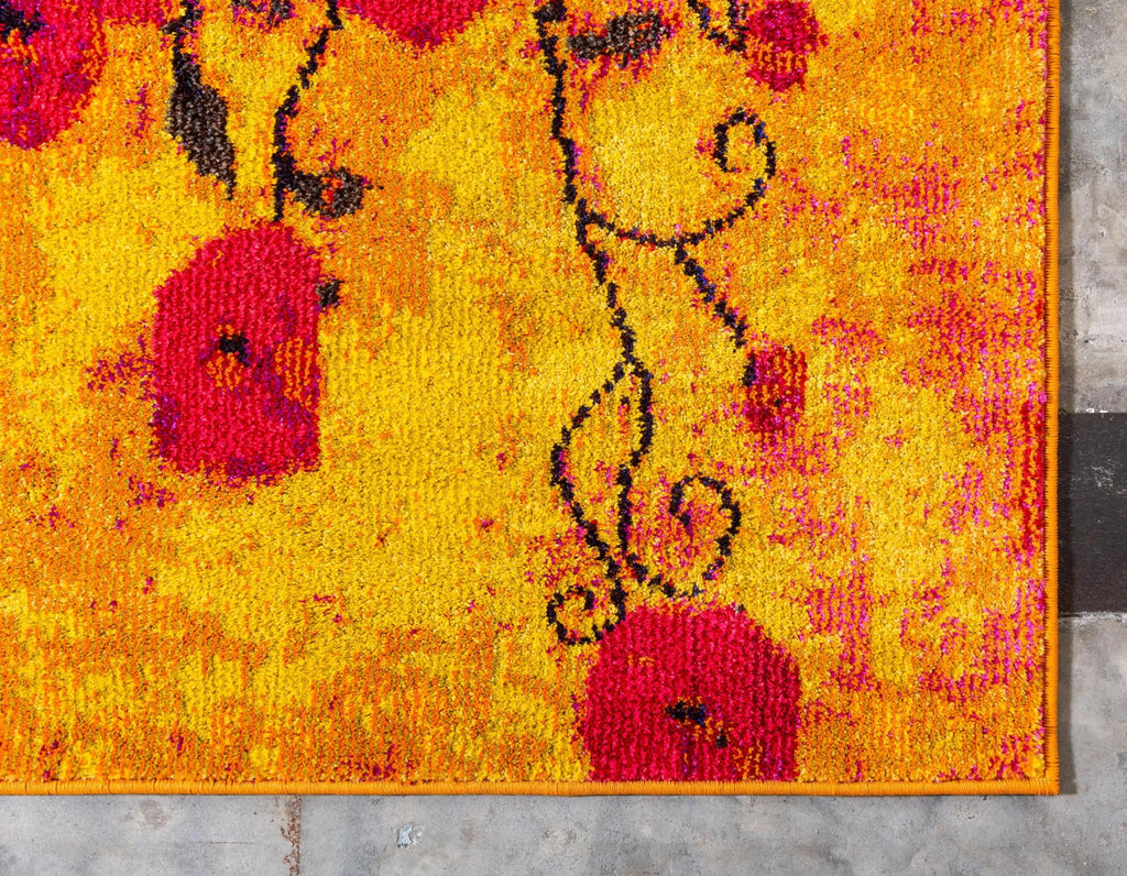 Yellow Light Blue Floral Modern Rectangle Rug Y2690