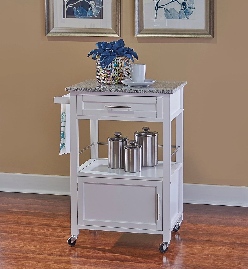 White Wood Kitchen Cart S79449