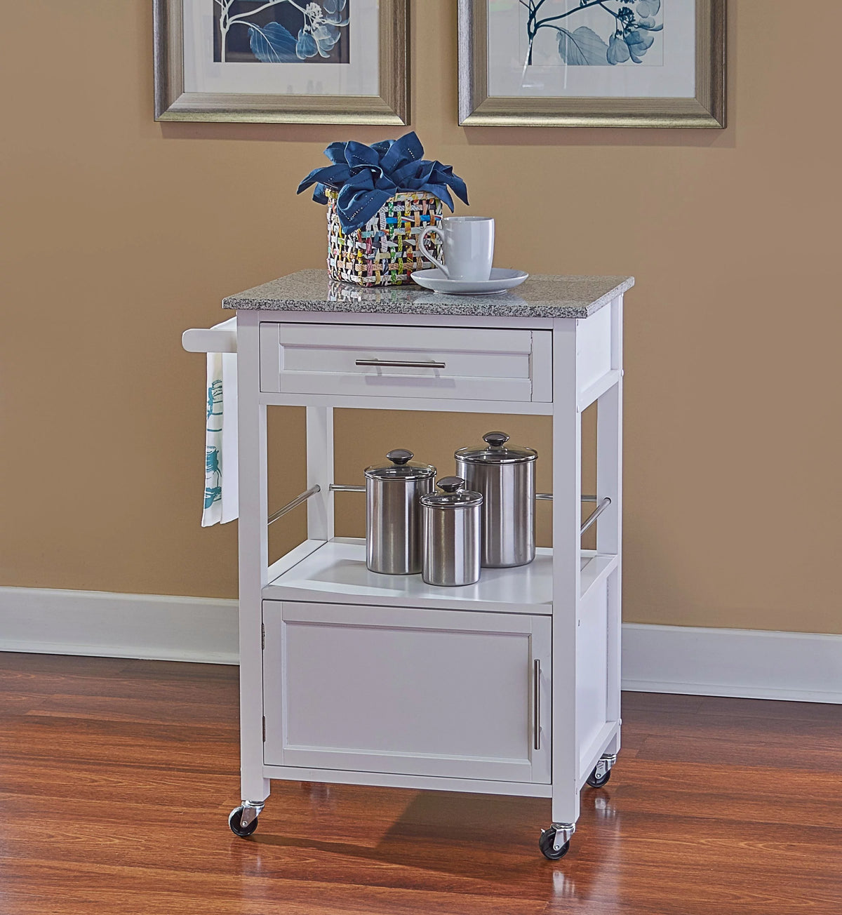White Wood Kitchen Cart S79449
